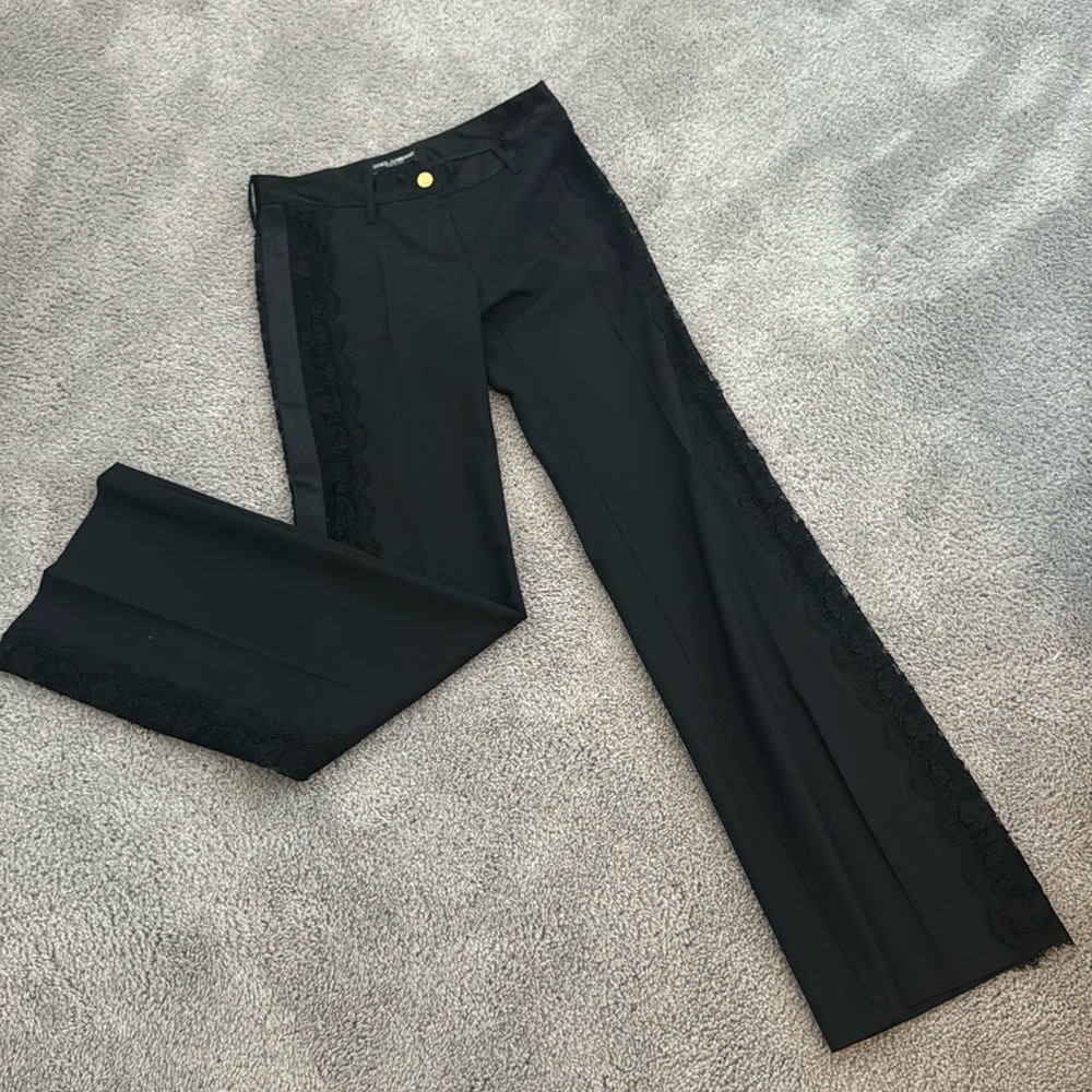 Dolce & Gabbana Tuxedo Pants With lace Inserts